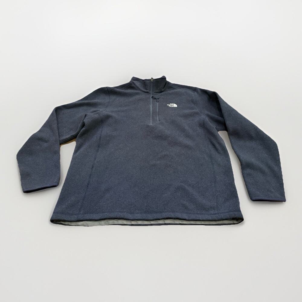 The North Face Mens Navy Fleece 1/4 Zip Pullover Sweater Jacket Size XL